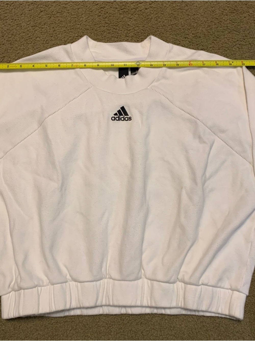 Adidas White Cropped Center Logo White Sweatshirt Size Medium - Picture 4 of 12